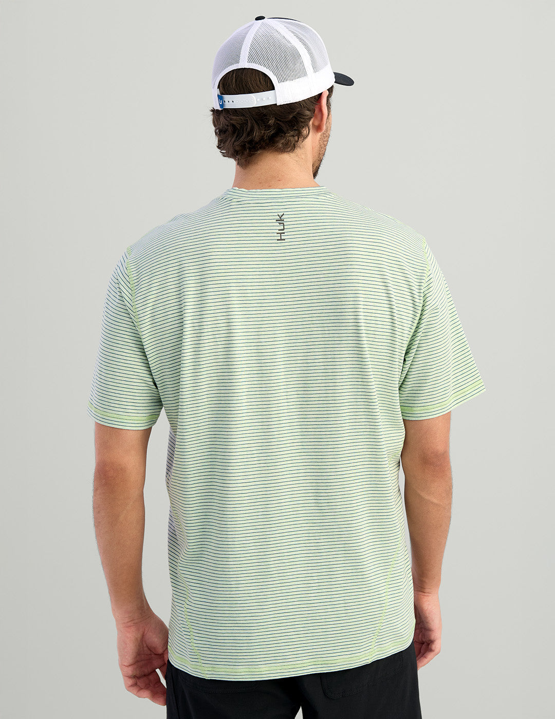 Huk Tasc Short Sleeve Crew - Seafoam Mist Mini-Stripe