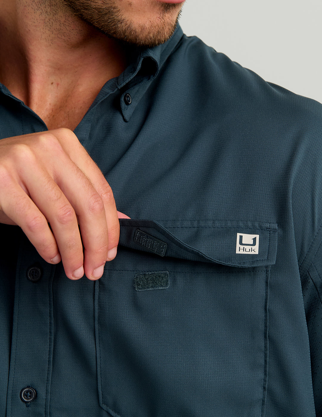 Huk Tide Point Short Sleeve Button-Down - Sea Storm