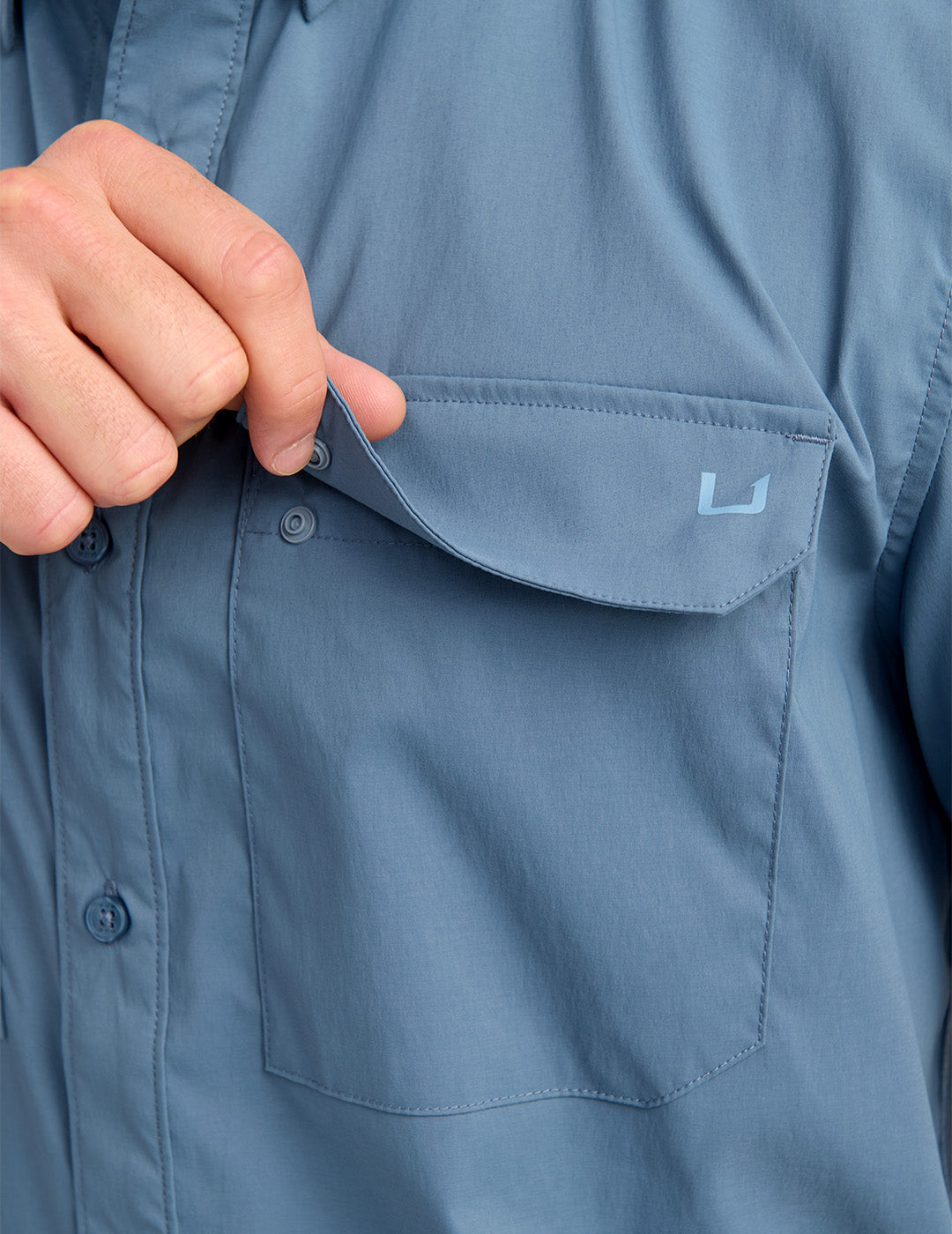 Huk Icon Short Sleeve Button-Down - Stormy Blue