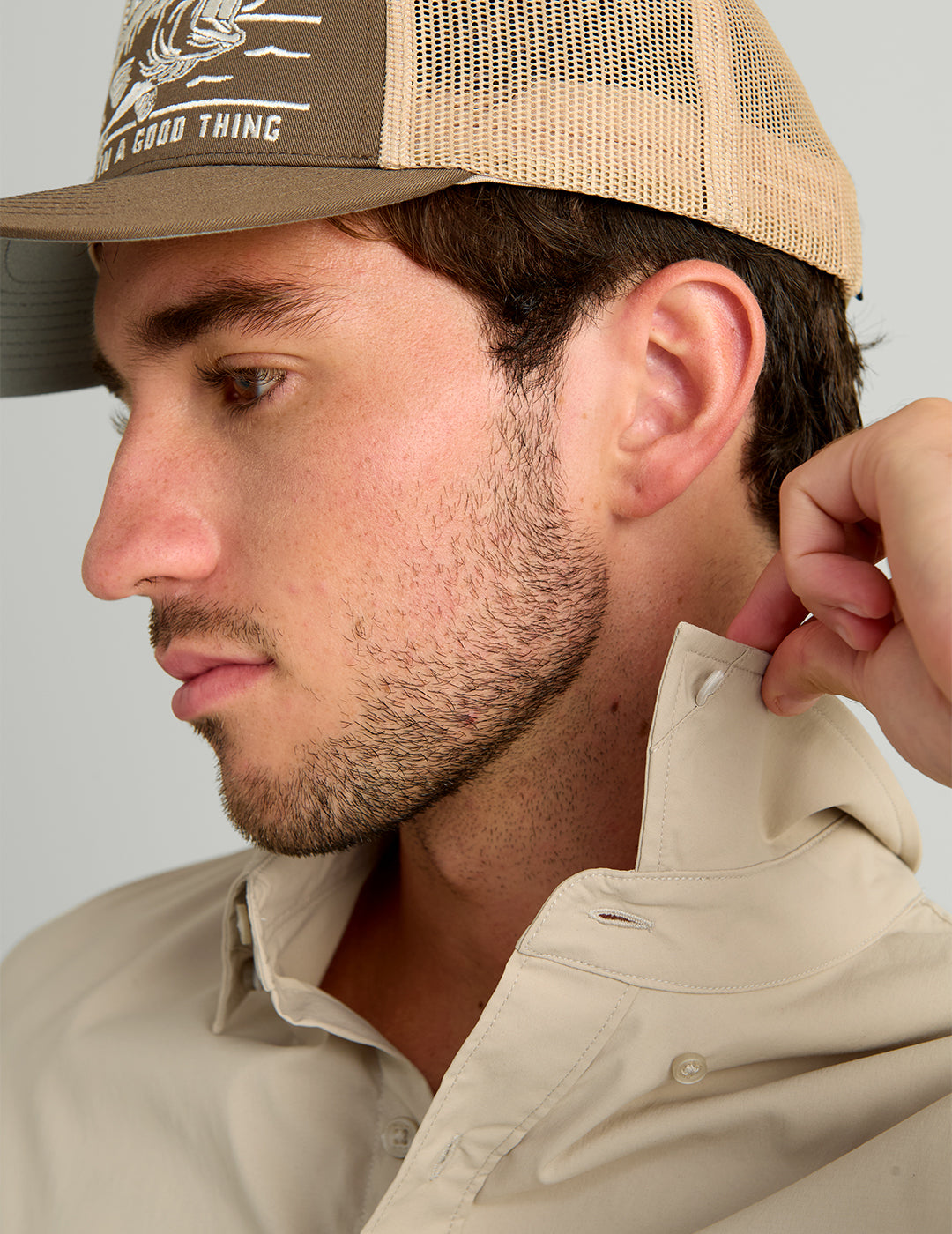 Huk Icon Button-Down - River Rock