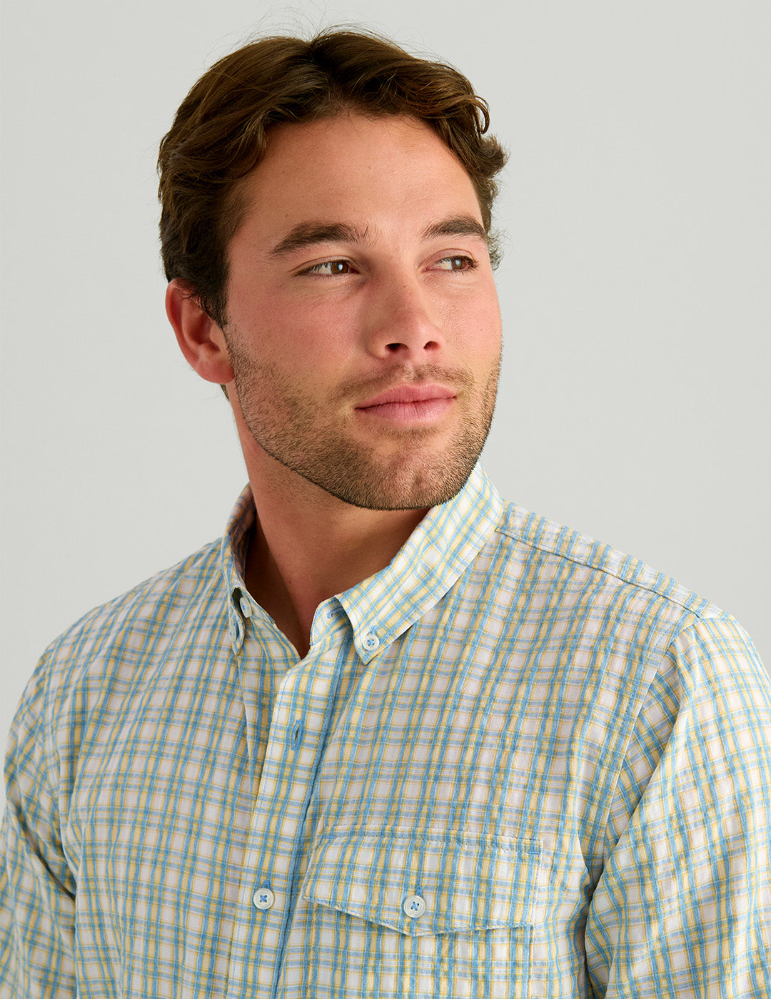 Huk Chatham Long Sleeve Button-Down - Plantain Plaid