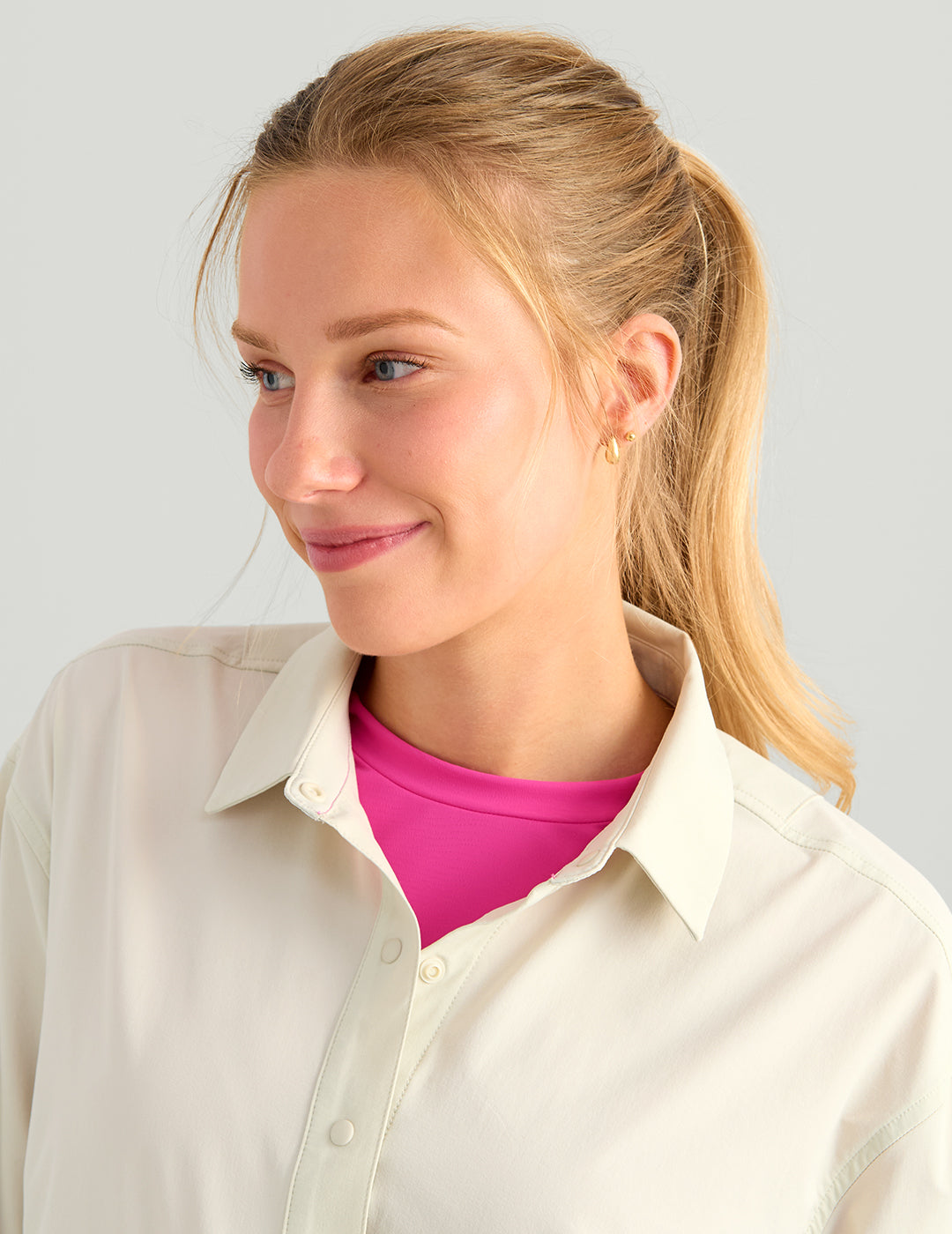 Huk Womens Embark Shacket - Silver BIrch