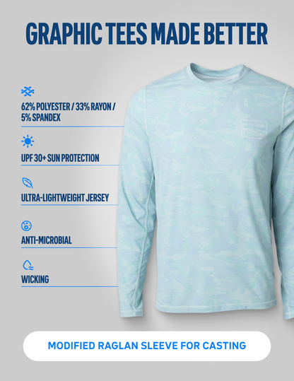 Huk Drift Performance Hoodie Tee - Heron Blue Camo