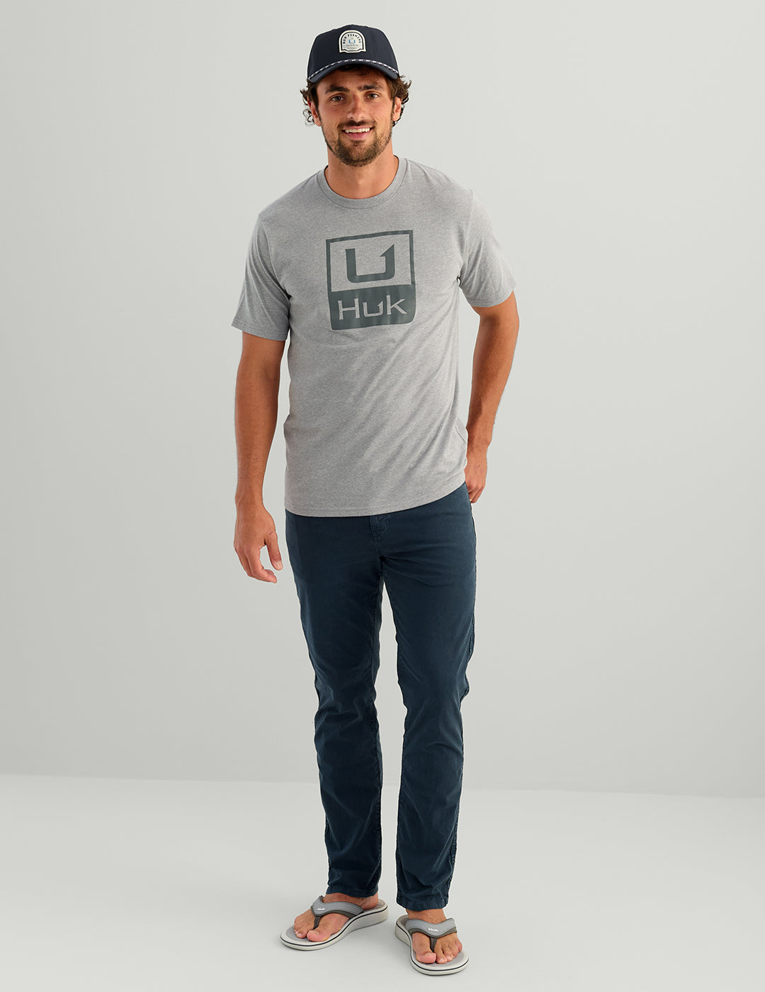 Huk Stacked Logo Tee - Sharkskin Heather