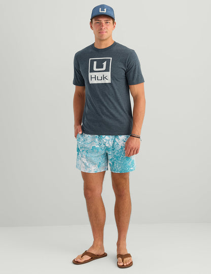 Huk Stacked Logo Tee - Sea Storm Heather