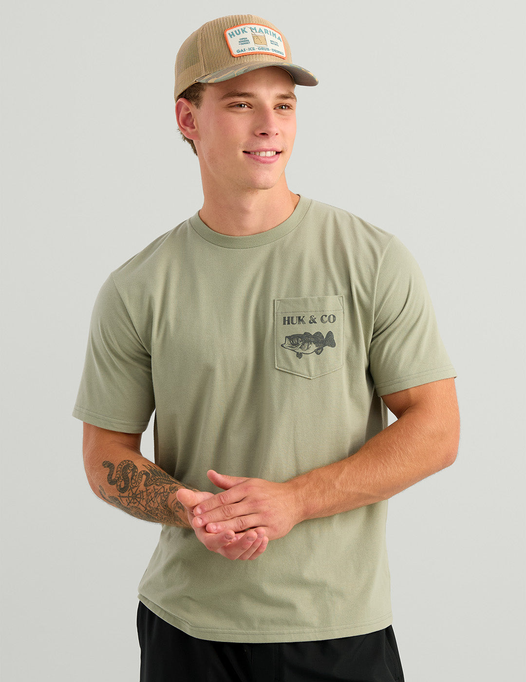 Huk Huk and Co Pocket Tee - Seagrass