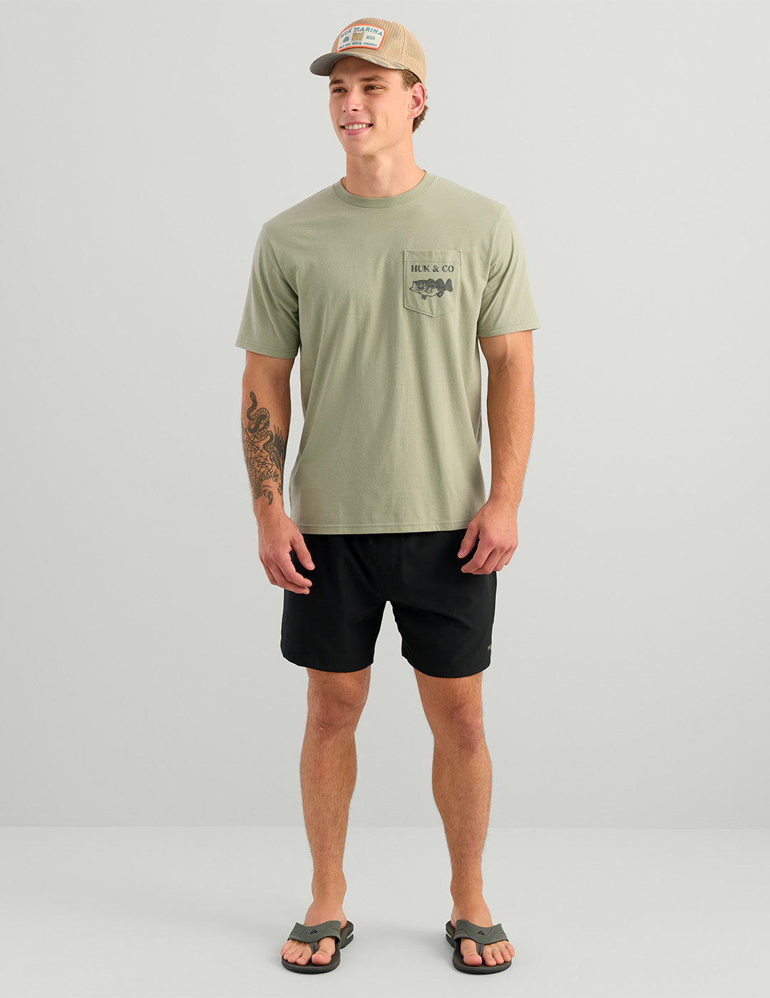 Huk Huk and Co Pocket Tee - Seagrass