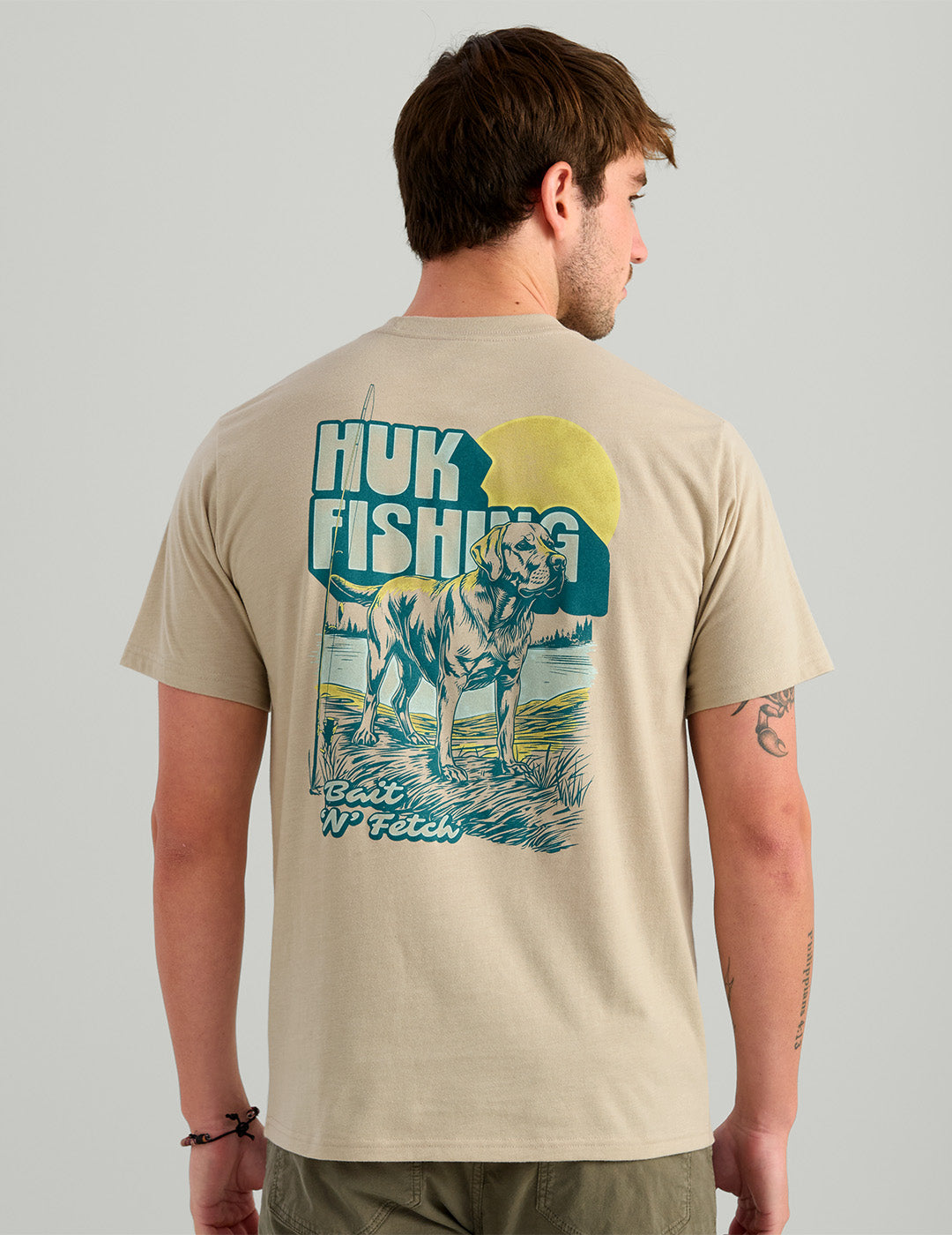 Huk Bait 'N Fetch Tee - River Rock Heather