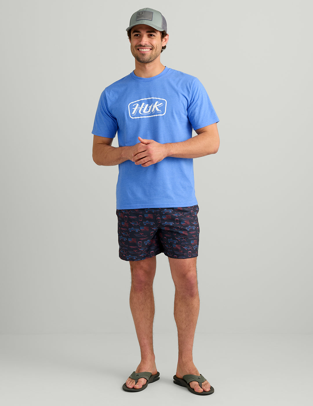 Huk Huk Script Tee - Regatta Heather