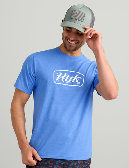 Huk Huk Script Tee - Regatta Heather