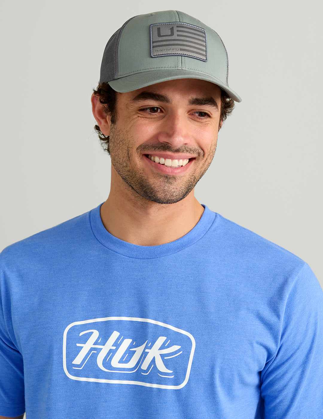 Huk Huk Script Tee - Regatta Heather