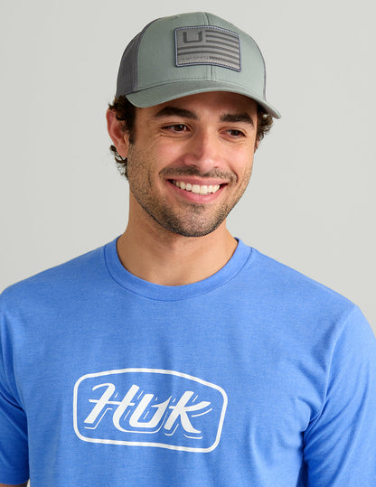Huk Huk Script Tee - Regatta Heather