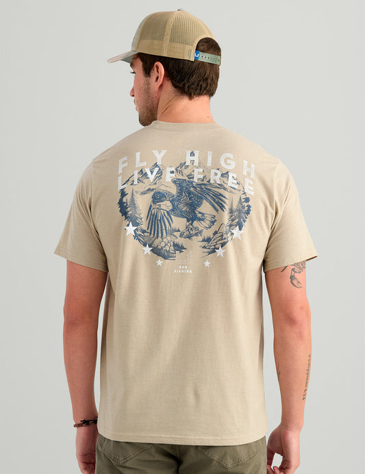 Huk Bass Eagle Pocket Tee - River Rock Heather