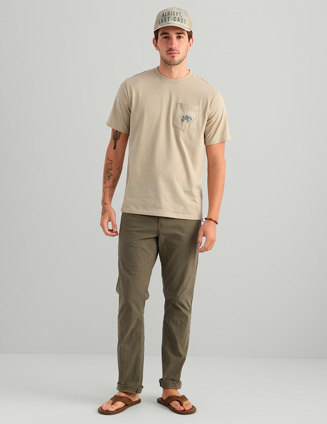 Huk Bass Eagle Pocket Tee - River Rock Heather