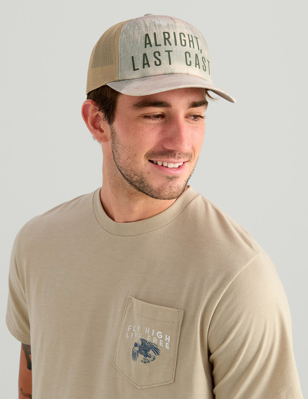 Huk Bass Eagle Pocket Tee - River Rock Heather
