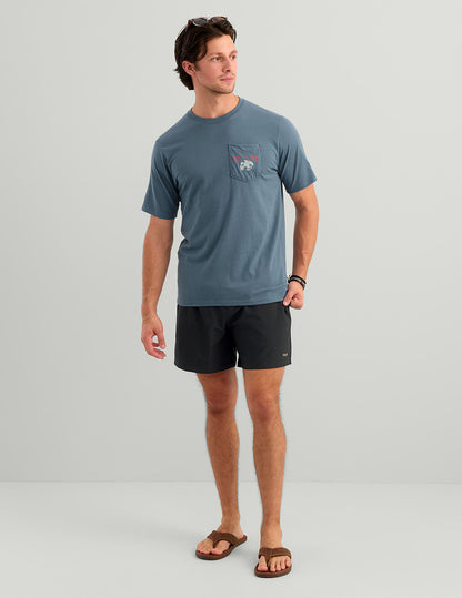 Huk Bass Eagle Pocket Tee - Stormy Blue