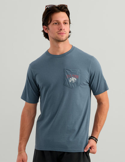 Huk Bass Eagle Pocket Tee - Stormy Blue