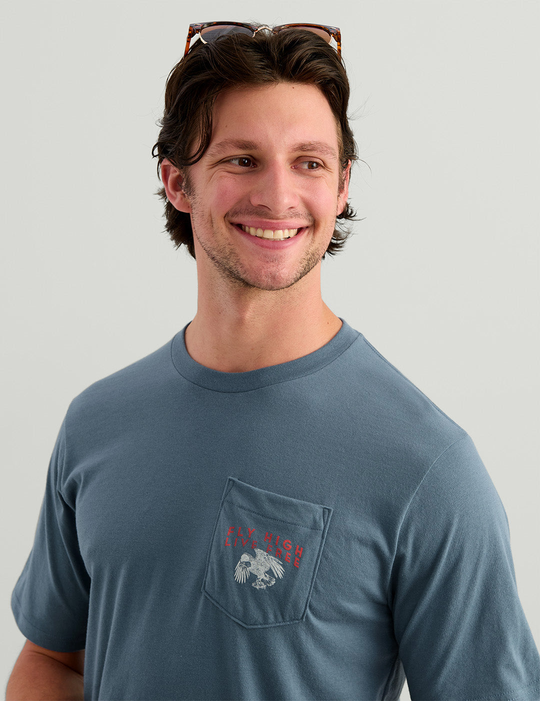 Huk Bass Eagle Pocket Tee - Stormy Blue