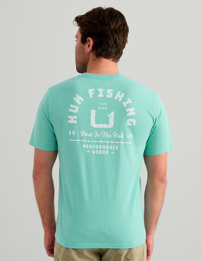Huk Huk Fishing Pocket Tee - Marine Blue Heather
