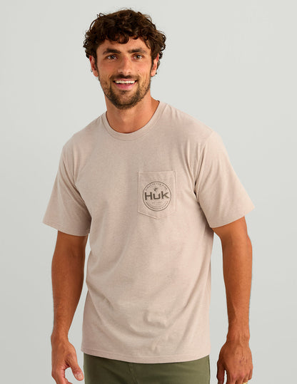 Huk Marlin Circle Pocket Tee - River Rock Heather