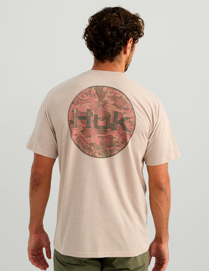 Huk Marlin Circle Pocket Tee - River Rock Heather