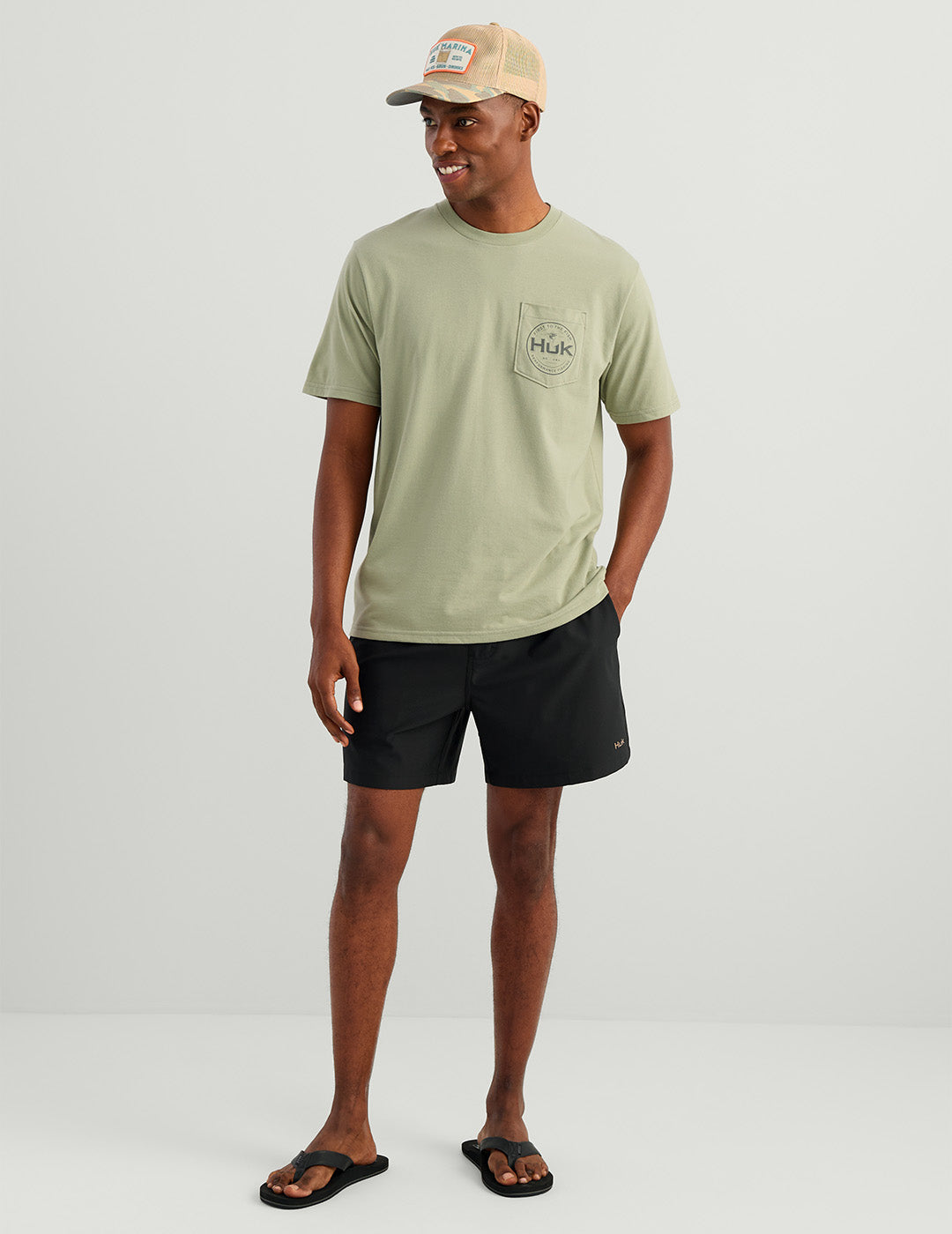 Huk Marlin Circle Pocket Tee - Seagrass
