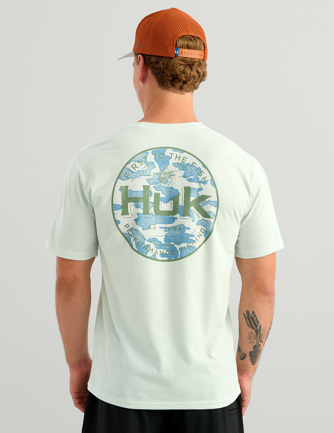 Huk Marlin Circle Pocket Tee - Pale Algae Heather