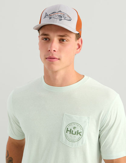Huk Marlin Circle Pocket Tee - Pale Algae Heather