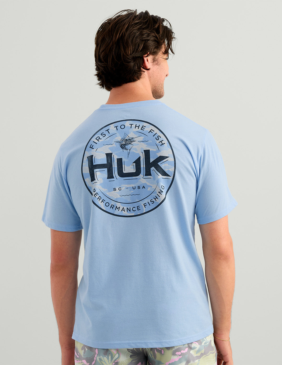 Huk Marlin Circle Pocket Tee - Cerulean