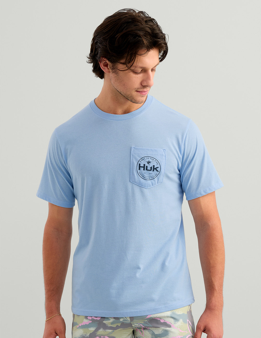 Huk Marlin Circle Pocket Tee - Cerulean