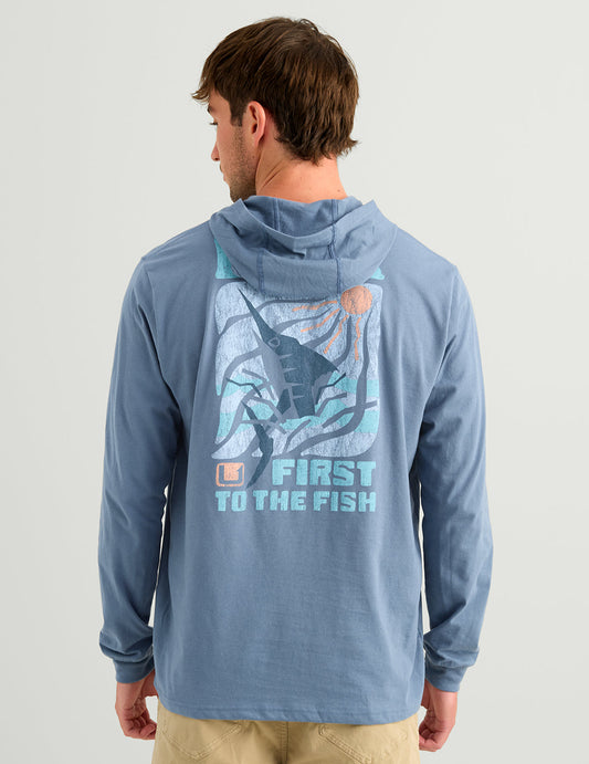 Huk Papercut Hoodie Tee - Stormy Blue