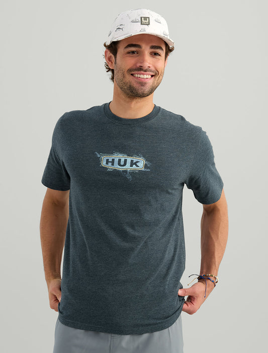 Huk Diesel Badge Tee - Sea Storm Heather