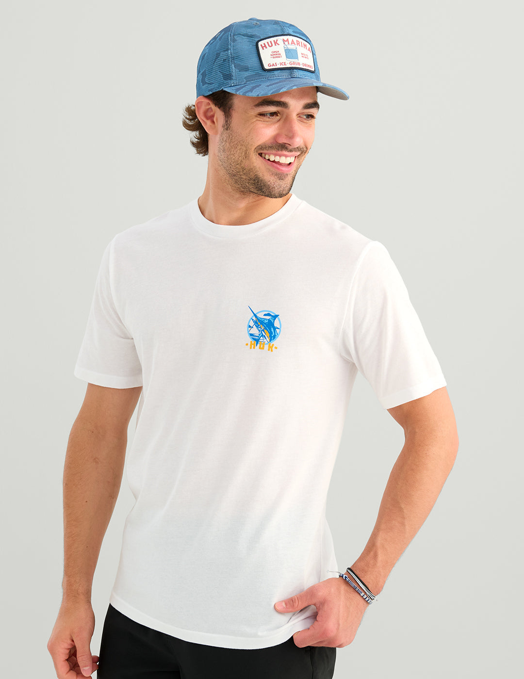 Huk Fin Badge Tee - White