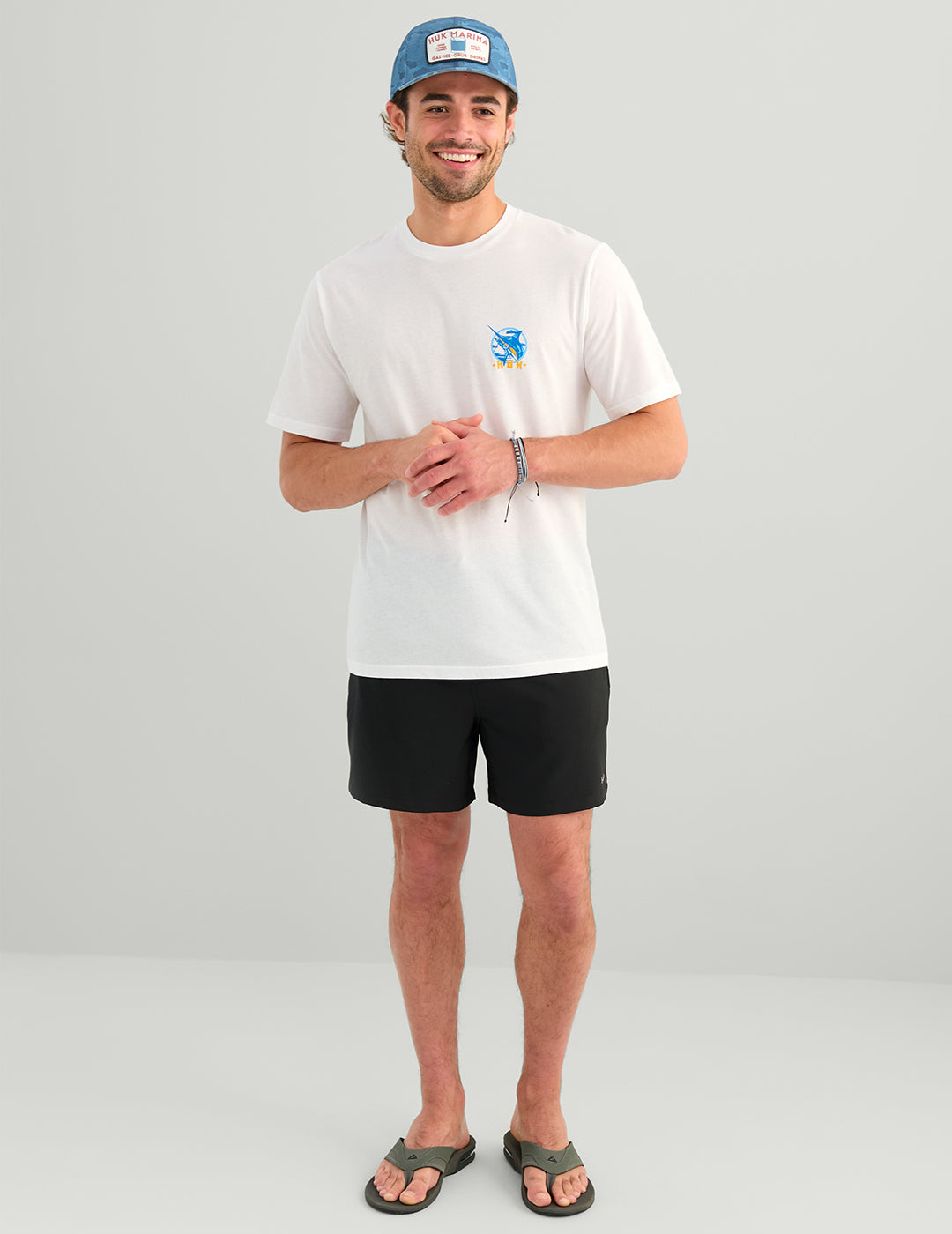 Huk Fin Badge Tee - White