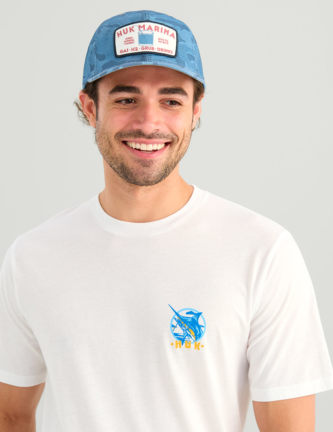 Huk Fin Badge Tee - White