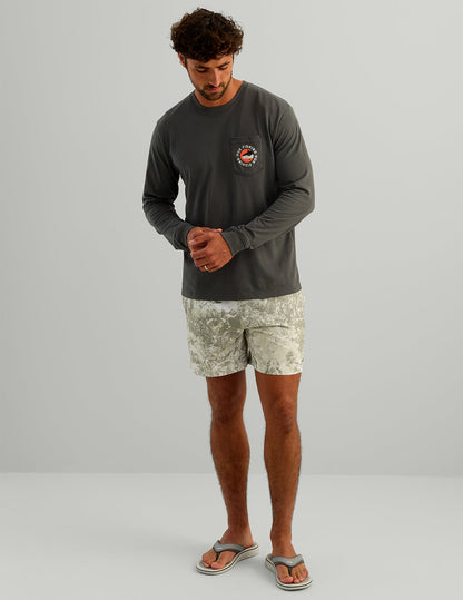 Huk Slice Block Long Sleeve Pocket Tee - Dark Shadow