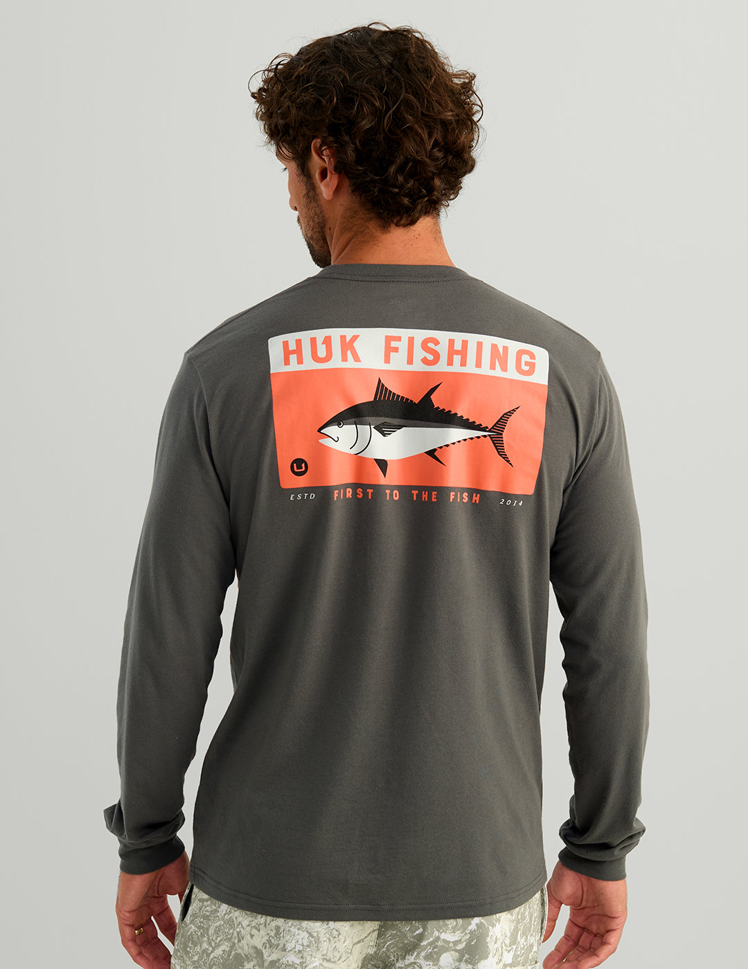 Huk Slice Block Long Sleeve Pocket Tee - Dark Shadow
