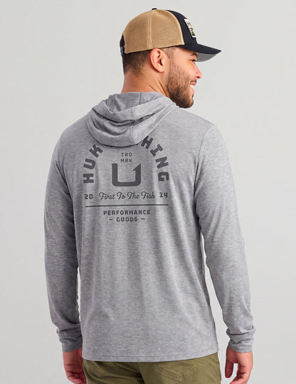 Huk Huk Fishing Hoodie Tee - Sharkskin Heather