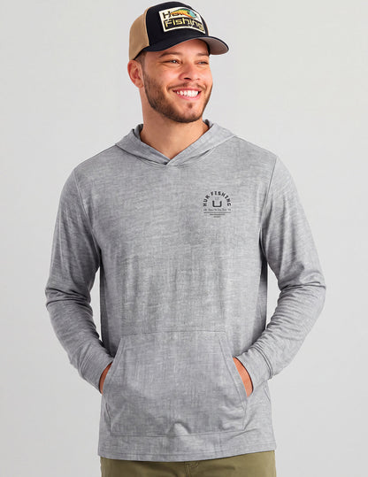 Huk Huk Fishing Hoodie Tee - Sharkskin Heather