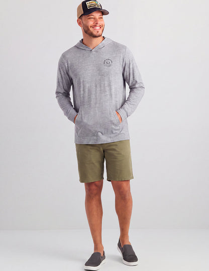 Huk Huk Fishing Hoodie Tee - Sharkskin Heather