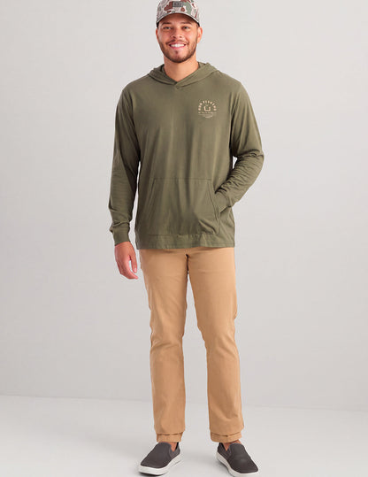 Huk Huk Fishing Hoodie Tee - Moss