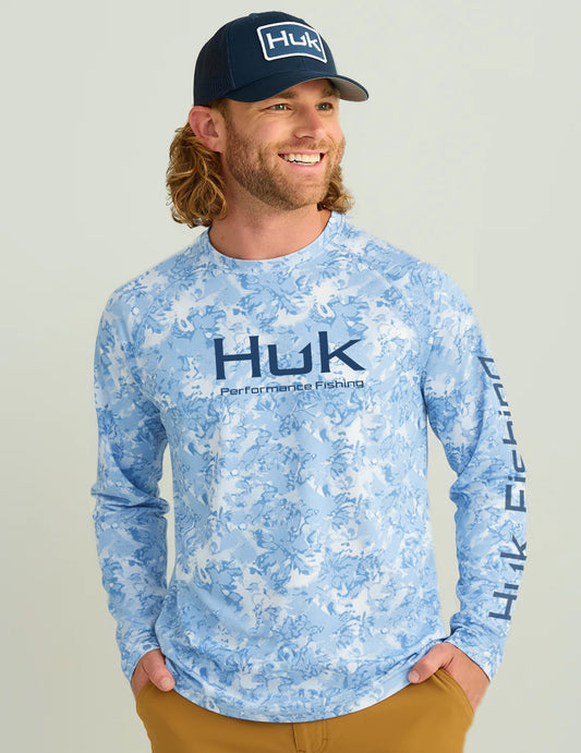 Huk Pursuit Performance Crew - Fin Flats Crystal Blue