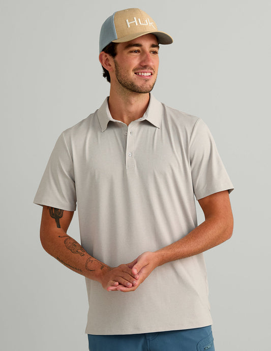Huk Airweight Performance Polo - Seagull Heather