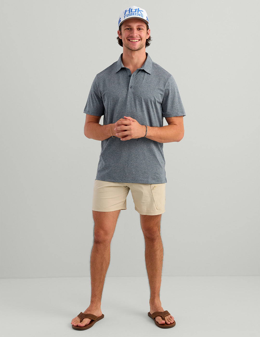 Huk Airweight Performance Polo - Stormy Blue Heather