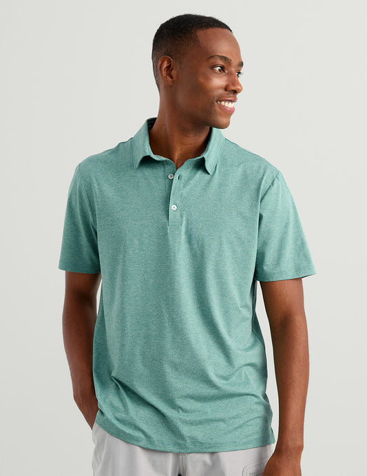Huk Airweight Performance Polo - Mineral Blue Heather