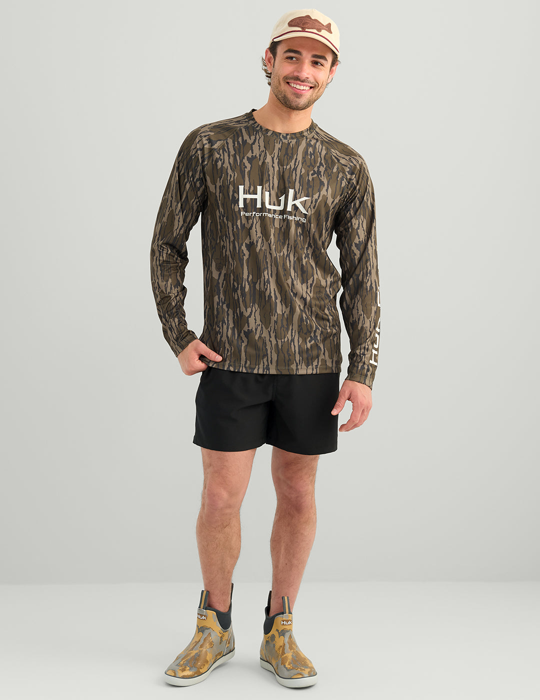 Huk Mossy Oak Pursuit Performance Crew - Mossy Oak Bottomland