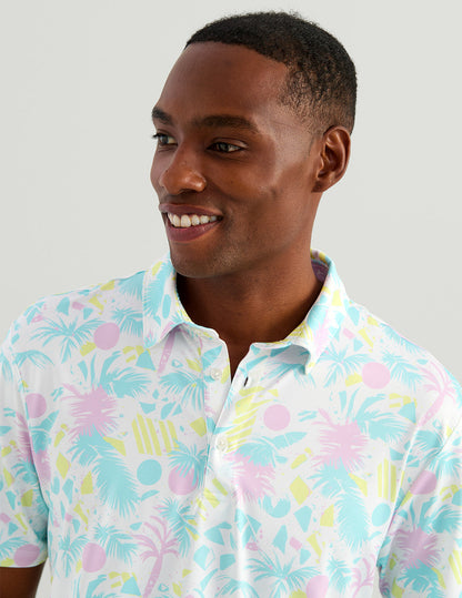 Huk Airweight Performance Polo - White Palm Craze