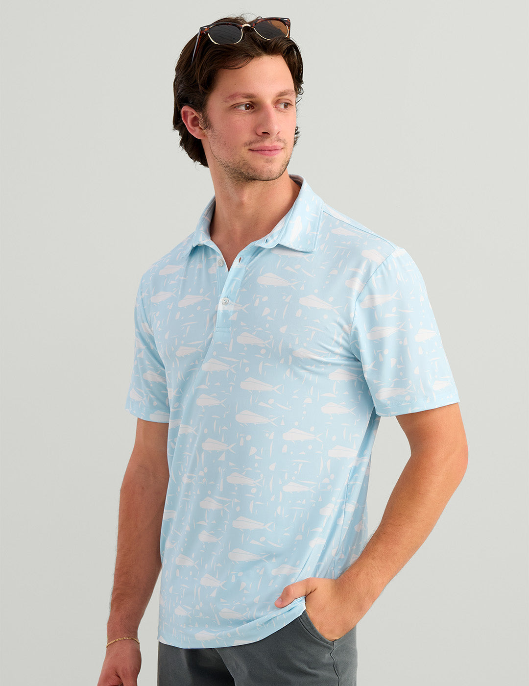 Huk Airweight Performance Polo - Coastal Drift Dolphin