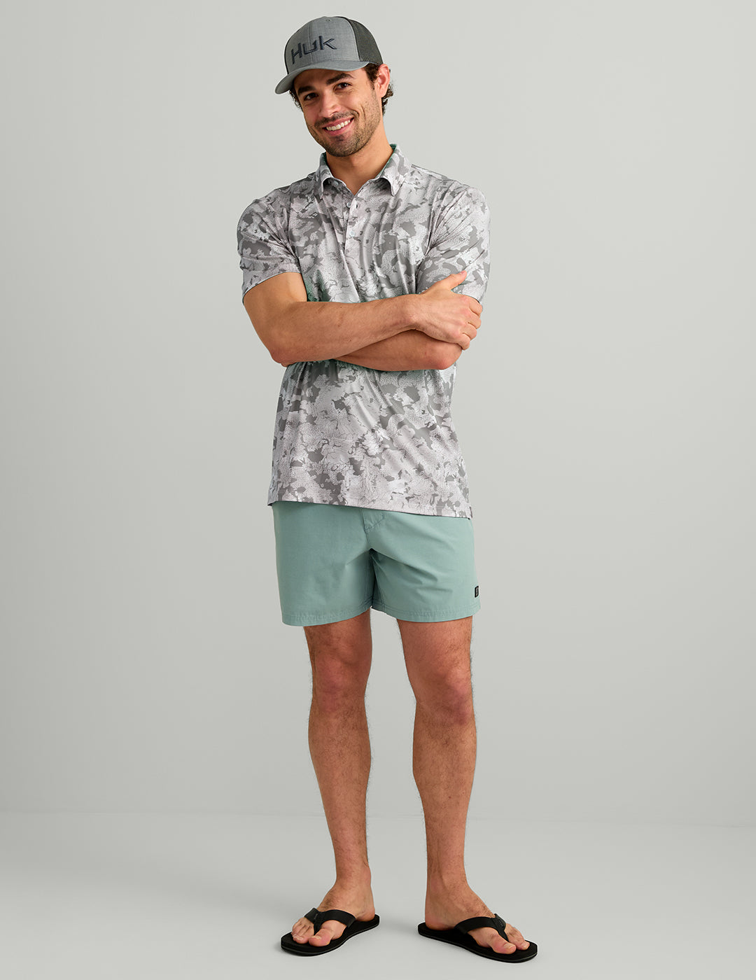 Huk KC Airweight Performance Polo - Sharkskin Estuary Camo