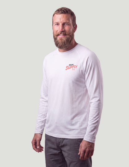 Huk Drift Long Sleeve Performance Tee - White